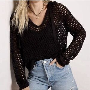 Cari open knit hoodie pullover